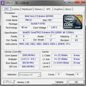Thông số kỹ thuật CPU Intel core 2 QX9300