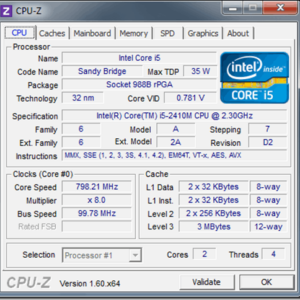 Thông số kỹ thuật CPU Intel core i5 2410m