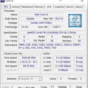 Thông số kỹ thuật cpu dán i5 6300HQ SR2FP
