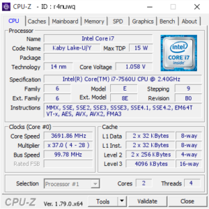 Thông số kỹ thuật cpu dán i7 7560u https://trinhanlaptop.vn