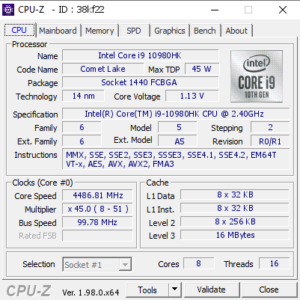 Thông số kỹ thuật cpu dán i9 10980HK SRH8T https://trinhanlaptop.vn